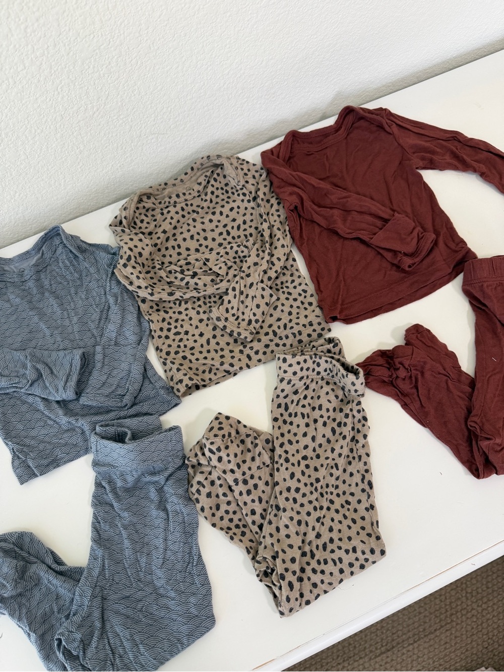 solly baby Kids Pajama Set - Blue, Tan with Black Spot, and Rust